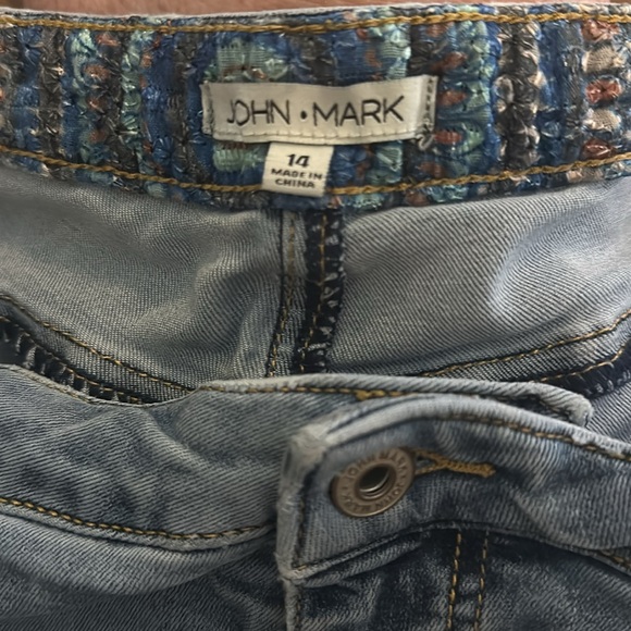 John Mark High Rise Embroidered Jeans - Blue with Multicolor Accents - Picture 3 of 6